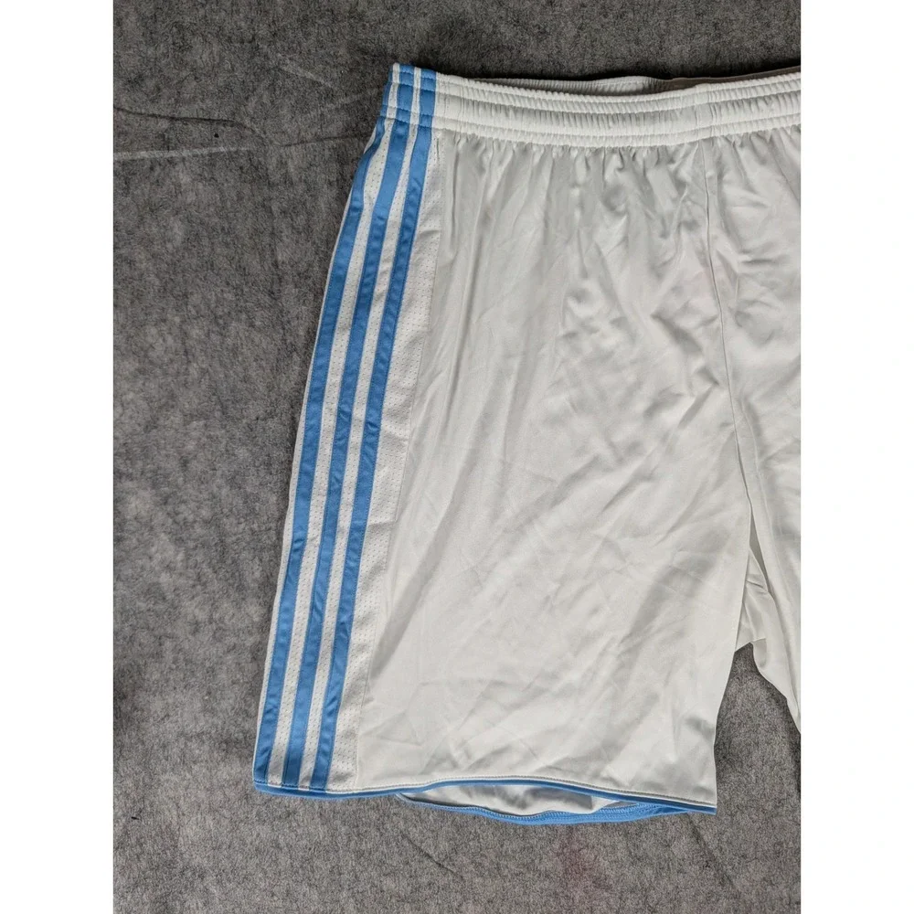 Adidas Aeroready Soccer Shorts White Light Blue Striped Mens Athletic Training